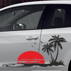 Aufkleber SET 2farbig Auto Seitendekor Tribal Car Style Blumen Gecko Landschaft Totenkopf Feder Vogel Rosen Tattoo Musik Strand