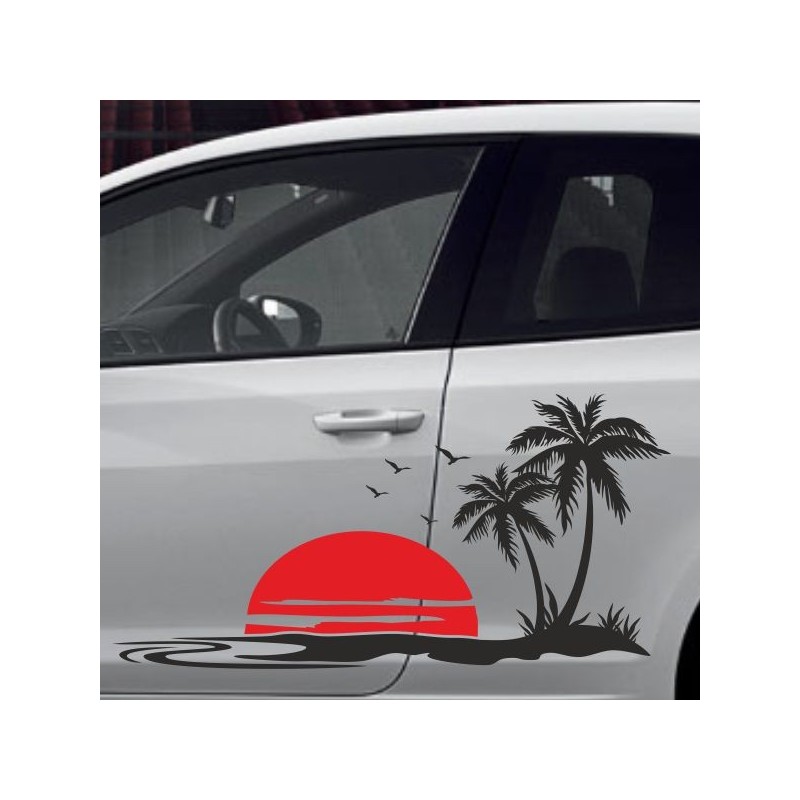 Aufkleber SET 2farbig Auto Seitendekor Tribal Car Style Blumen Gecko Landschaft Totenkopf Feder Vogel Rosen Tattoo Musik Strand