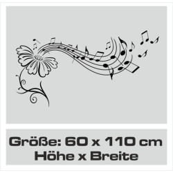 Wandaufkleber Musik Noten Blume Swing Melodie Music Aufkleber Wand Wandtattoo 07