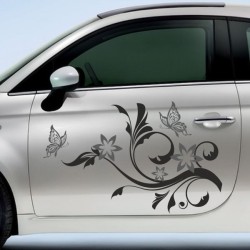 Aufkleber SET 2farbig Auto Seitendekor Tribal Car Style Blumen Gecko Landschaft Totenkopf Feder Vogel Rosen Tattoo Musik Strand