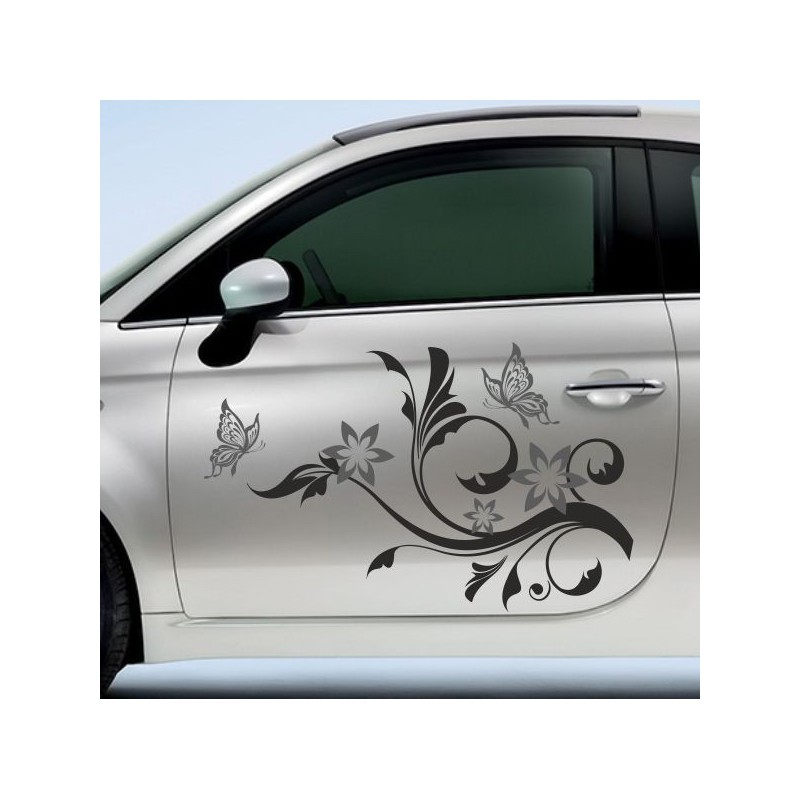Aufkleber SET 2farbig Auto Seitendekor Tribal Car Style Blumen Gecko Landschaft Totenkopf Feder Vogel Rosen Tattoo Musik Strand