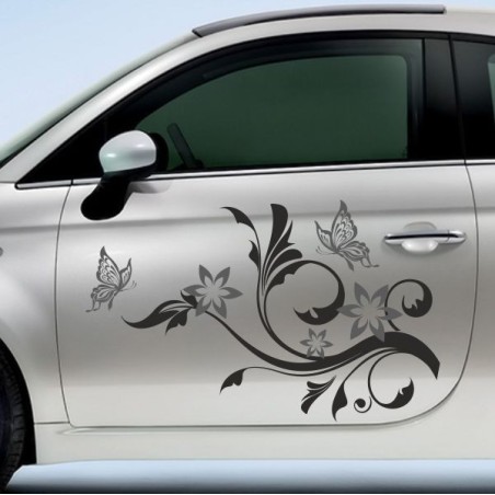 Aufkleber SET 2farbig Auto Seitendekor Tribal Car Style Blumen Gecko Landschaft Totenkopf Feder Vogel Rosen Tattoo Musik Strand