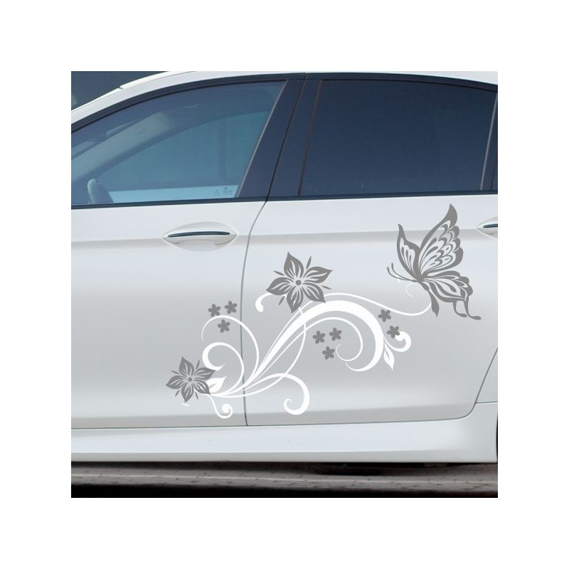 Aufkleber SET 2farbig Auto Seitendekor Tribal Car Style Blumen Gecko Landschaft Totenkopf Feder Vogel Rosen Tattoo Musik Strand