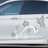 Aufkleber SET 2farbig Auto Seitendekor Tribal Car Style Blumen Gecko Landschaft Totenkopf Feder Vogel Rosen Tattoo Musik Strand