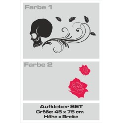 Aufkleber SET 2farbig Auto Seitendekor Tribal Car Style Blumen Gecko Landschaft Totenkopf Feder Vogel Rosen Tattoo Musik Strand