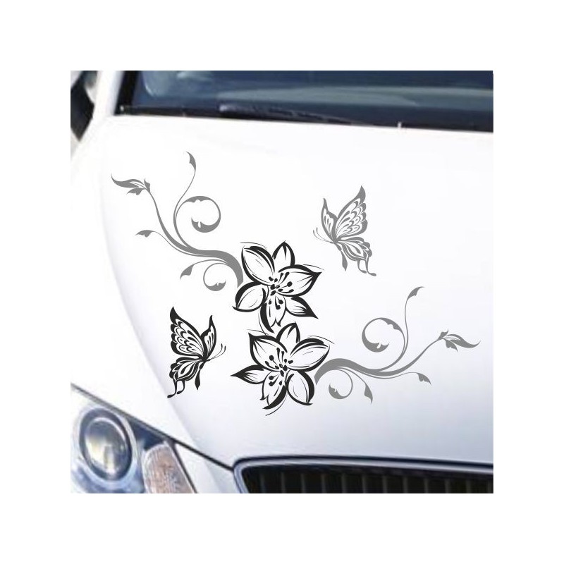 Aufkleber SET 2farbig Auto Seitendekor Tribal Car Style Blumen Gecko Landschaft Totenkopf Feder Vogel Rosen Tattoo Musik Strand