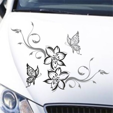 Aufkleber SET 2farbig Auto Seitendekor Tribal Car Style Blumen Gecko Landschaft Totenkopf Feder Vogel Rosen Tattoo Musik Strand