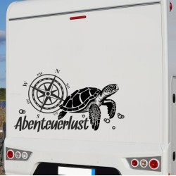 Aufkleber Wohnmobil Wohnwagen Reise Camping Auto Reisemobil Möwe Meer Kompass Globus Strand Palme Urlaub Spruch Familie Zuhause