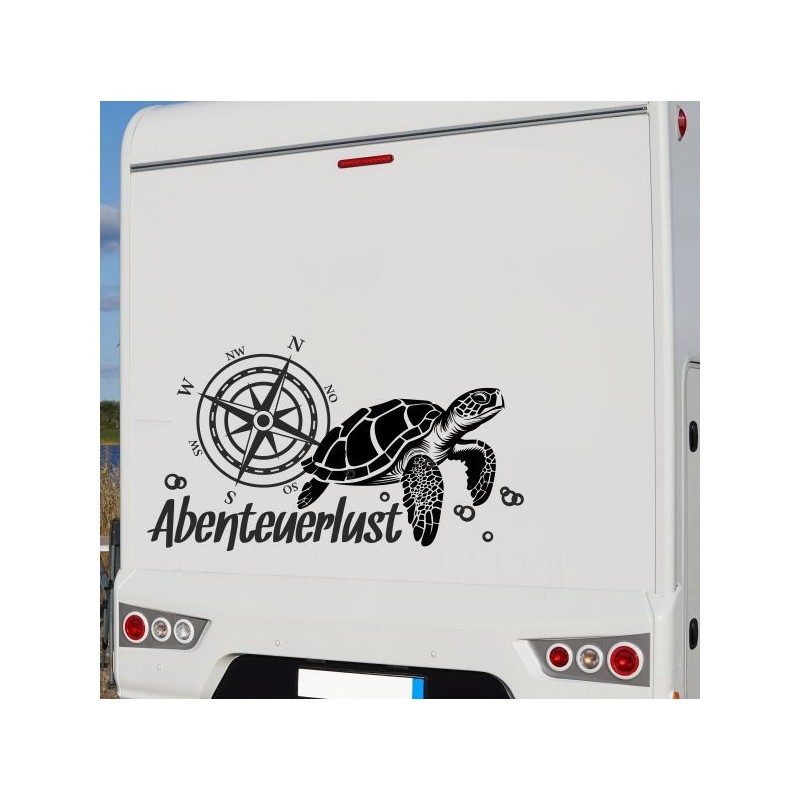 Aufkleber Wohnmobil Wohnwagen Reise Camping Auto Reisemobil Möwe Meer Kompass Globus Strand Palme Urlaub Spruch Familie Zuhause