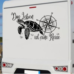 Aufkleber Wohnmobil Wohnwagen Reise Camping Auto Reisemobil Möwe Meer Kompass Globus Strand Palme Urlaub Spruch Familie Zuhause