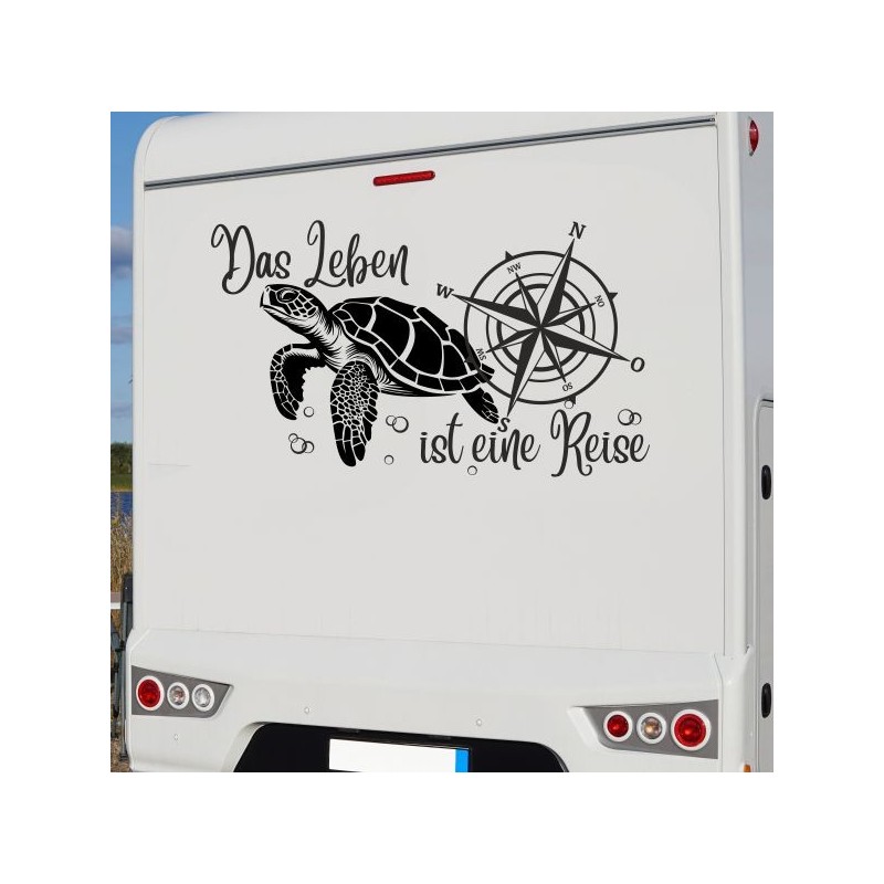 Aufkleber Wohnmobil Wohnwagen Reise Camping Auto Reisemobil Möwe Meer Kompass Globus Strand Palme Urlaub Spruch Familie Zuhause