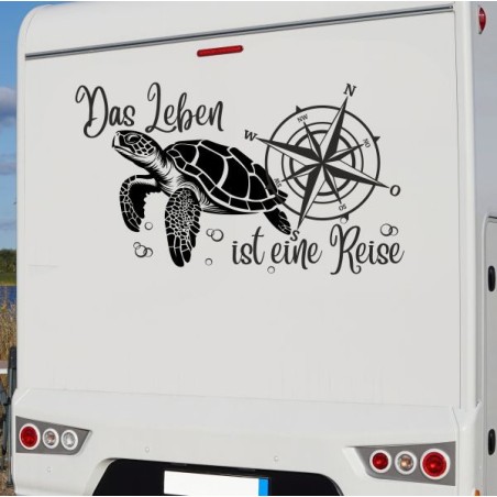 Aufkleber Wohnmobil Wohnwagen Reise Camping Auto Reisemobil Möwe Meer Kompass Globus Strand Palme Urlaub Spruch Familie Zuhause