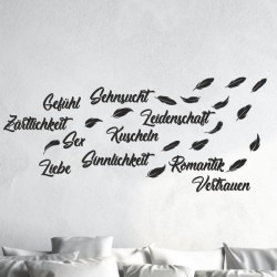 Wandaufkleber Wandtattoo Träume Dreams Traumfänger Feder Teufel Teufelchen Liebe Sex Leidenschaft Schriftzüge Feder Engel