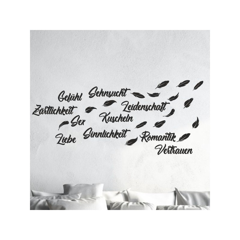 Wandaufkleber Wandtattoo Träume Dreams Traumfänger Feder Teufel Teufelchen Liebe Sex Leidenschaft Schriftzüge Feder Engel