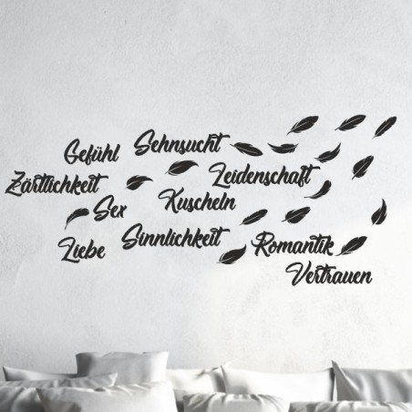 Wandaufkleber Wandtattoo Träume Dreams Traumfänger Feder Teufel Teufelchen Liebe Sex Leidenschaft Schriftzüge Feder Engel