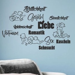 Wandaufkleber Wandtattoo Träume Dreams Traumfänger Feder Teufel Teufelchen Liebe Sex Leidenschaft Schriftzüge Feder Engel