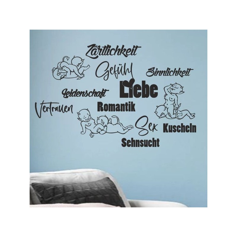 Wandaufkleber Wandtattoo Träume Dreams Traumfänger Feder Teufel Teufelchen Liebe Sex Leidenschaft Schriftzüge Feder Engel