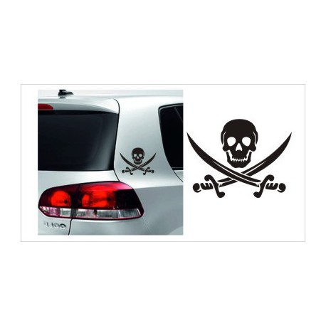Pirat Schwert Degen Totenkopf Aufkleber  SET Tattoo Auto Car Style Tuning Heckscheibe Lack & Glas