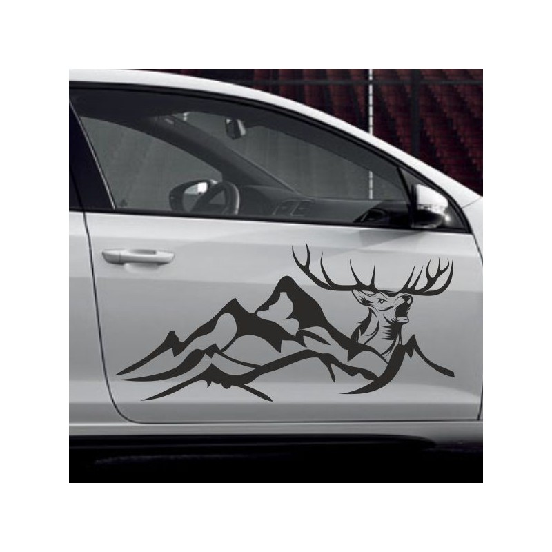 Aufkleber SET Offroad 4x4 Berge Alpen Hirsch Geweih Landschaft Dekor Auto 13