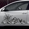 Aufkleber SET Offroad 4x4 Berge Alpen Kompass Tanne Wald Landschaft Dekor Auto 14