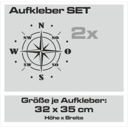 Aufkleber SET Offroad 4x4 Kompass Windrose Wegweiser Dekor Auto 15