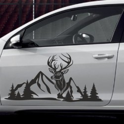 Aufkleber SET Offroad 4x4 Berge Alpen Kompass Hirsch Tanne Wald Landschaft Dekor Auto 16