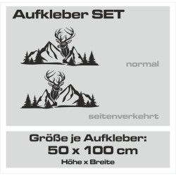Aufkleber SET Offroad 4x4 Berge Alpen Kompass Hirsch Tanne Wald Landschaft Dekor Auto 16