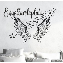Wandaufkleber Engellandeplatz Flügel Schmetterlinge Engel Aufkleber Wand Wandtattoo 01
