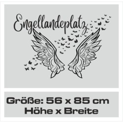 Wandaufkleber Engellandeplatz Flügel Schmetterlinge Engel Aufkleber Wand Wandtattoo 01