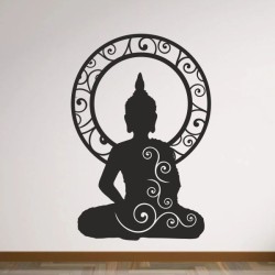 Wand Aufkleber Tattoo Wand Yoga Buddha Buddhist Glaube Gott Mönch Erholung Entspannung Sport Relax Innere Ruhe Gleichgewicht