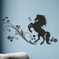 Wandaufkleber Pferde Dekor Pferd Stute Pony Hengst Reiten Hof Sport Kids Hufeisen Glück Reiterhof Sprüche Wunschname Kids Kinder