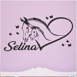 Wandaufkleber Pferde Dekor Pferd Stute Pony Hengst Reiten Hof Sport Kids Hufeisen Glück Reiterhof Sprüche Wunschname Kids Kinder