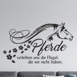 Wandaufkleber Pferde Dekor Pferd Stute Pony Hengst Reiten Hof Sport Kids Hufeisen Glück Reiterhof Sprüche Wunschname Kids Kinder