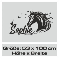 Wandaufkleber Pferde Dekor Pferd Stute Pony Hengst Reiten Hof Sport Kids Hufeisen Glück Reiterhof Sprüche Wunschname Kids Kinder