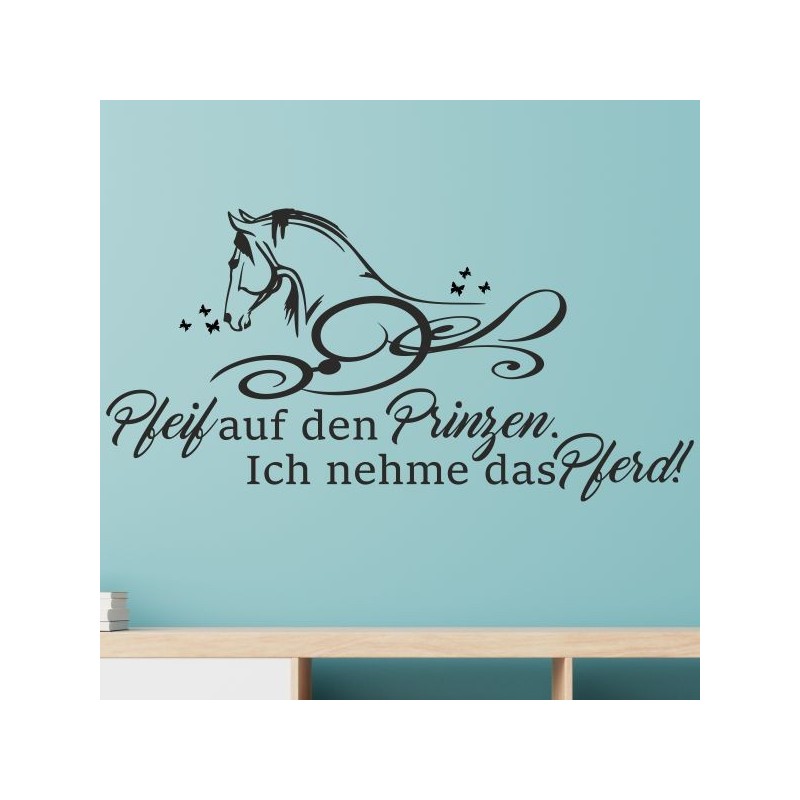 Wandaufkleber Pferde Dekor Pferd Stute Pony Hengst Reiten Hof Sport Kids Hufeisen Glück Reiterhof Sprüche Wunschname Kids Kinder