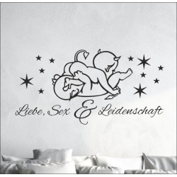 Wandaufkleber Liebe Sex Leidenschaft Teufel Teufelchen Sterne Traum Träume Aufkleber Wand Wandtattoo 05
