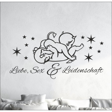 Wandaufkleber Liebe Sex Leidenschaft Teufel Teufelchen Sterne Traum Träume Aufkleber Wand Wandtattoo 05
