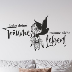 Wandaufkleber Wandtattoo Träume Dreams Traumfänger Feder Teufel Teufelchen Liebe Sex Leidenschaft Schriftzüge Feder Engel
