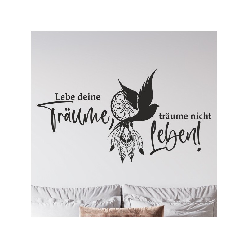 Wandaufkleber Wandtattoo Träume Dreams Traumfänger Feder Teufel Teufelchen Liebe Sex Leidenschaft Schriftzüge Feder Engel