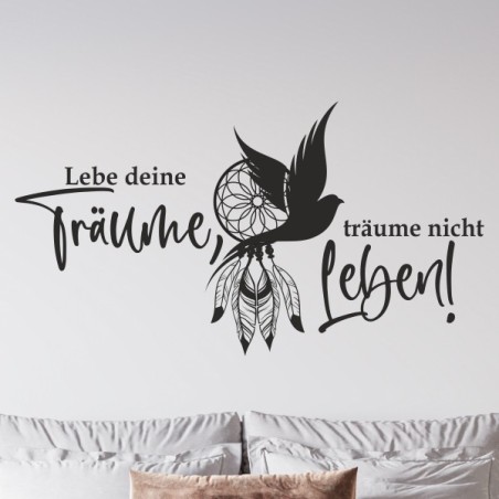 Wandaufkleber Wandtattoo Träume Dreams Traumfänger Feder Teufel Teufelchen Liebe Sex Leidenschaft Schriftzüge Feder Engel