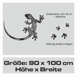 Wandaufkleber SET Gecko Echse Salamander + Abdrücke Aufkleber Wand Wandtattoo 08