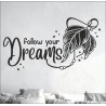 Wandaufkleber Follow your Dreams Feder Sterne Traum Träume Aufkleber Wand Wandtattoo 09