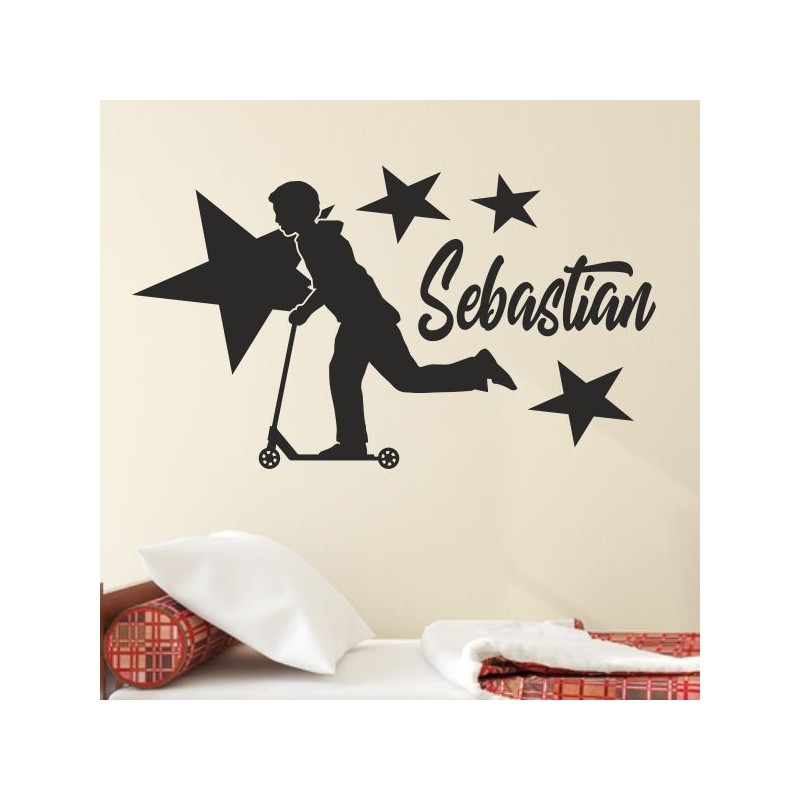 Wandaufkleber Wandtattoo Sport Fußball Kicker Ball Spiel Kinder Kids Snowbord Skateboard Skater Ski Stuntroller Roller
