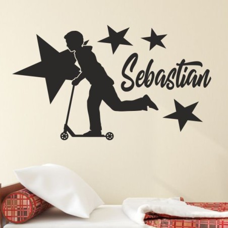 Wandaufkleber Wandtattoo Sport Fußball Kicker Ball Spiel Kinder Kids Snowbord Skateboard Skater Ski Stuntroller Roller