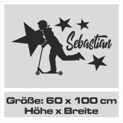 Wandaufkleber Wandtattoo Sport Fußball Kicker Ball Spiel Kinder Kids Snowbord Skateboard Skater Ski Stuntroller Roller