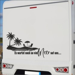 Aufkleber Wohnmobil Wohnwagen Reise Camping Auto Reisemobil Möwe Meer Kompass Globus Strand Palme Urlaub Spruch Familie Zuhause