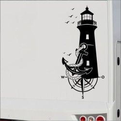 Aufkleber Wohnmobil Wohnwagen Reise Camping Auto Reisemobil Möwe Meer Kompass Globus Strand Palme Urlaub Spruch Familie Zuhause