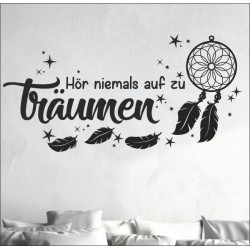 Wandaufkleber Hör niemals auf zu Träumen Traumfänger Traum Dream Feder  Wand Wandtattoo 10