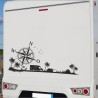 Aufkleber Wohnmobil Wohnwagen Reise Camping Auto Reisemobil Möwe Meer Kompass Globus Strand Palme Urlaub Spruch Familie Zuhause