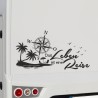 Aufkleber Wohnmobil Wohnwagen Reise Camping Auto Reisemobil Möwe Meer Kompass Globus Strand Palme Urlaub Spruch Familie Zuhause